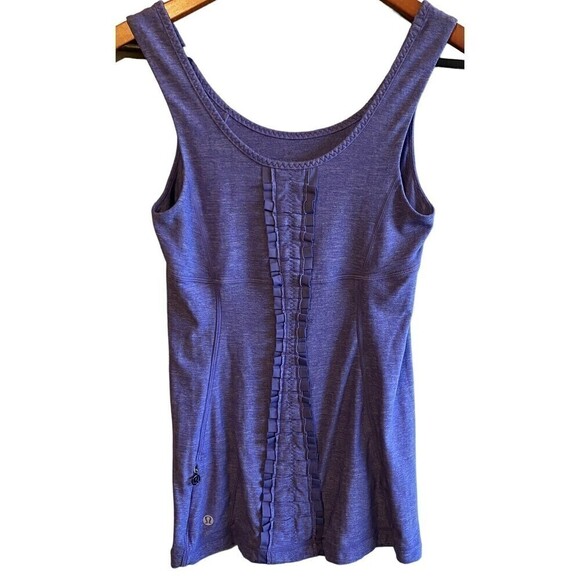 LULULEMON Tank Size 4 Run Free Top Ruffle Back Shirt Luon Purple Yoga Wo… - Picture 1 of 7